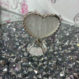 Heart-Shaped diamond White Jewelry Holder display tray silver crystal bling